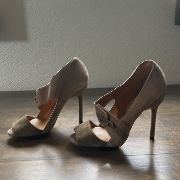 LAMB Tan Suede Strapped Open Toe Spike Heel Sz-6M - Picture 3 of 16